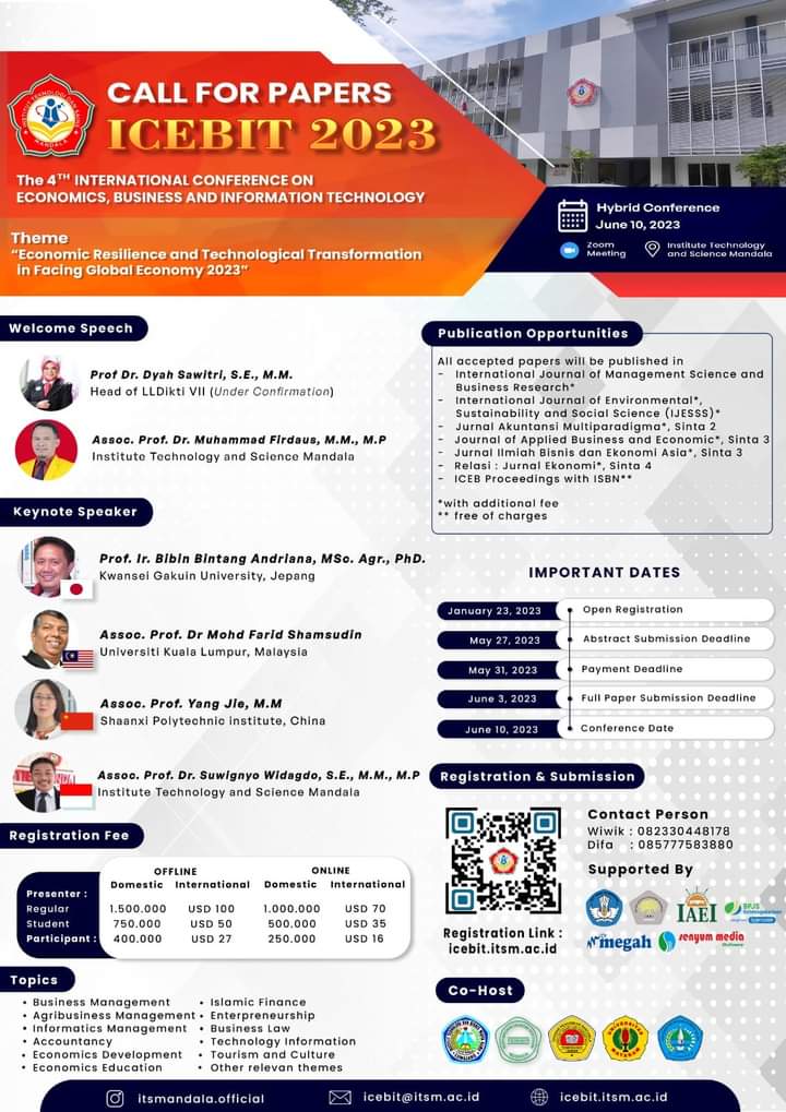 Conference on Economics, Business and Information Technology (ICEBIT 2023)