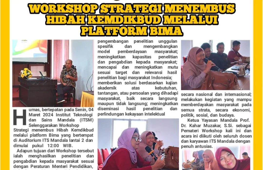 WORKSHOP STRATEGI MENEMBUS HIBAH KEMDIKBUD MELALUI PLATFORM BIMA