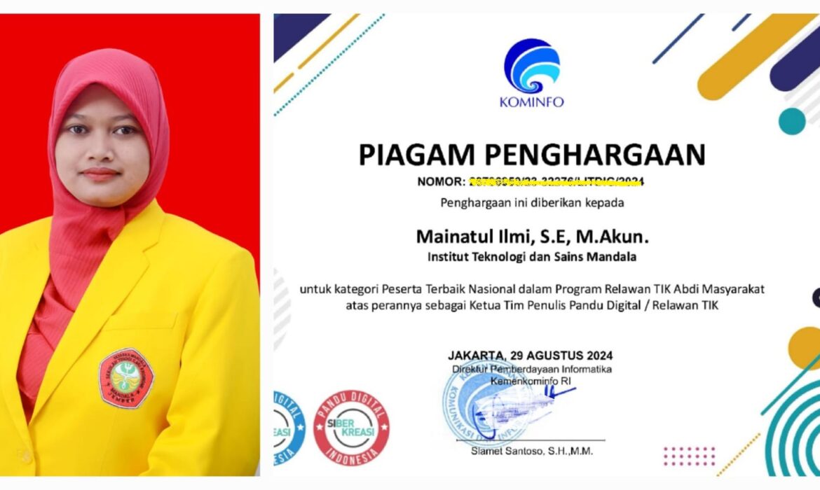 Dosen ITSM Raih Penghargaan Peserta Terbaik Nasional Program Relawan TIK Abdi Masyarakat