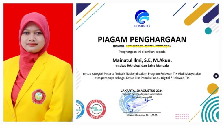 Dosen ITSM Raih Penghargaan Peserta Terbaik Nasional Program Relawan TIK Abdi Masyarakat