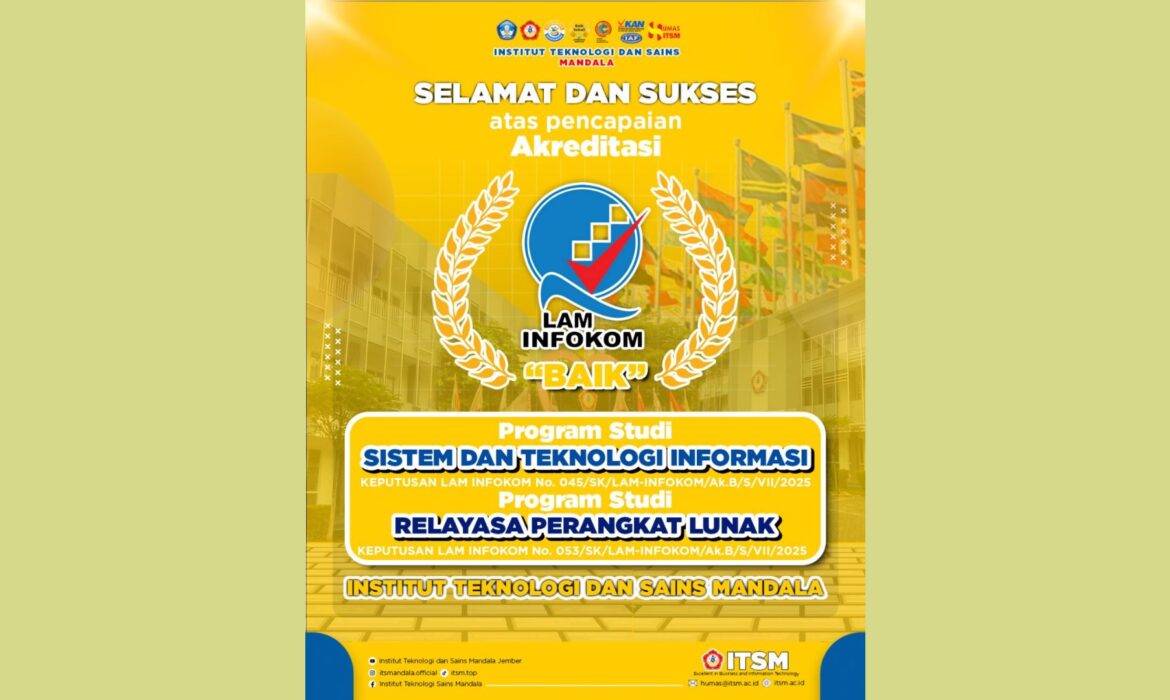 Dua Program Studi ITSM Raih Akreditasi “Baik” dari LAM INFOKOM